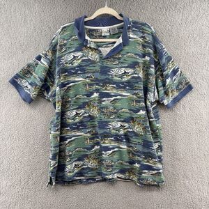 Vintage OP Ocean Pacific Polo Shirt XL Nautical Coastal Print